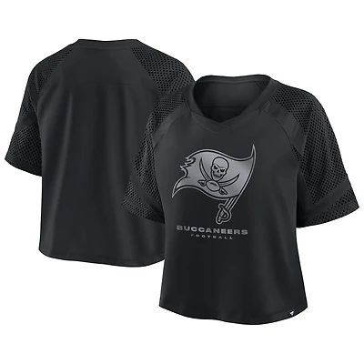 Women's Fanatics Tampa Bay Buccaneers Oversized Raglan V-Neck Blackout Fashion Jersey