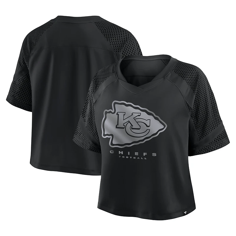 Women's Fanatics Kansas City Chiefs Oversized Raglan V-Neck Blackout Fashion Jersey