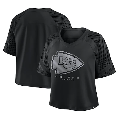 Women's Fanatics Kansas City Chiefs Oversized Raglan V-Neck Blackout Fashion Jersey