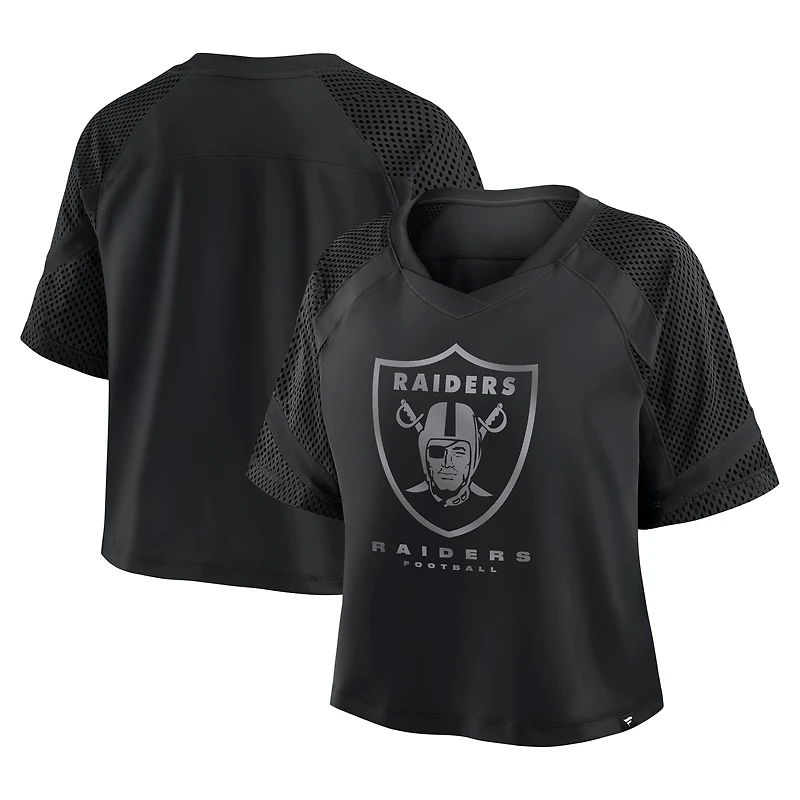 Women's Fanatics Las Vegas Raiders Oversized Raglan V-Neck Blackout Fashion Jersey