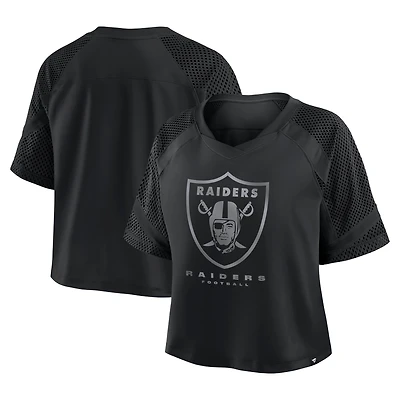 Women's Fanatics Las Vegas Raiders Oversized Raglan V-Neck Blackout Fashion Jersey