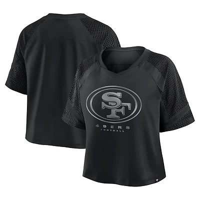 Women's Fanatics San Francisco 49ers Oversized Raglan V-Neck Blackout Fashion Jersey