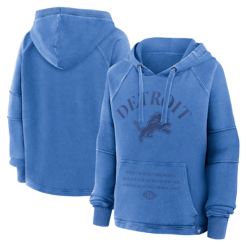 Women's Fanatics Blue Detroit Lions Oversized Raglan Gridiron Hoodie