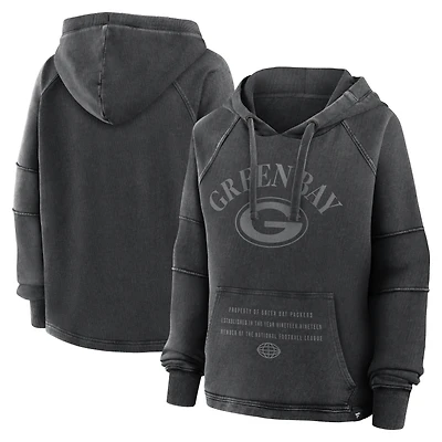 Women's Fanatics Black Green Bay Packers Oversized Raglan Gridiron Hoodie