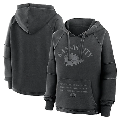 Women's Fanatics Black Kansas City Chiefs Oversized Raglan Gridiron Hoodie