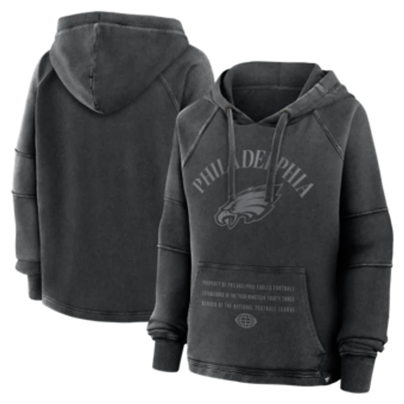 Women's Fanatics Black Philadelphia Eagles Oversized Raglan Gridiron Hoodie