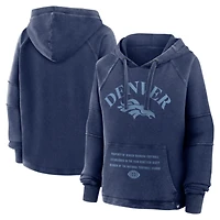 Women's Fanatics Navy Denver Broncos Oversized Raglan Gridiron Hoodie