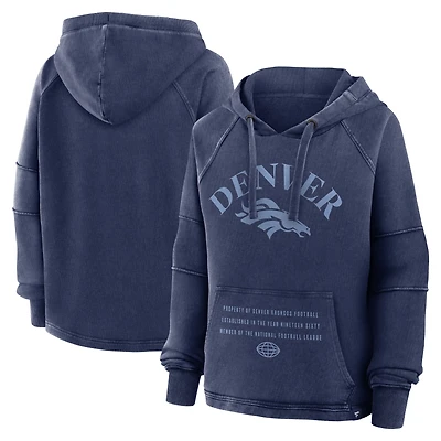 Women's Fanatics Navy Denver Broncos Oversized Raglan Gridiron Hoodie