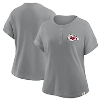 Women's Fanatics Heather Gray Kansas City Chiefs Oversized Hometown Premium Henley Shirt