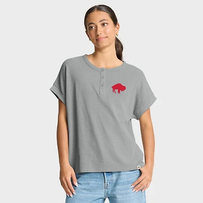 Women's Fanatics Heather Gray Buffalo Bills Oversized Hometown Premium Henley Shirt