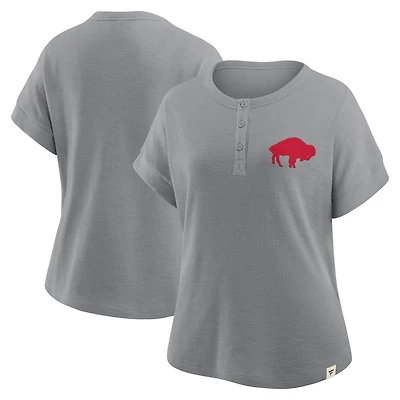 Women's Fanatics Heather Gray Buffalo Bills Oversized Hometown Premium Henley Shirt