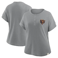 Women's Fanatics Heather Gray Chicago Bears Oversized Hometown Premium Henley Shirt