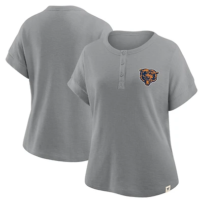 Women's Fanatics Heather Gray Chicago Bears Oversized Hometown Premium Henley Shirt