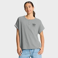 Women's Fanatics Heather Gray Las Vegas Raiders Oversized Hometown Premium Henley Shirt
