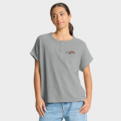 Women's Fanatics Heather Gray Cincinnati Bengals Oversized Hometown Premium Henley Shirt