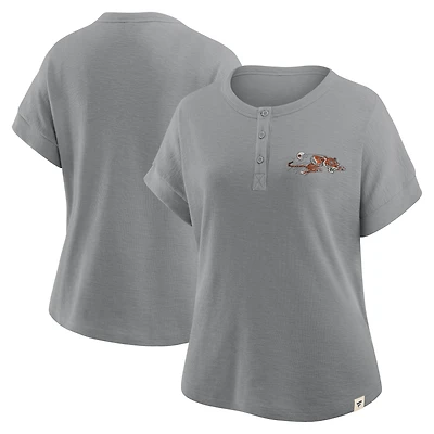 Women's Fanatics Heather Gray Cincinnati Bengals Oversized Hometown Premium Henley Shirt