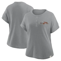Women's Fanatics Heather Gray Cincinnati Bengals Oversized Hometown Premium Henley Shirt