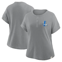 Women's Fanatics Heather Gray Detroit Lions Oversized Hometown Premium Henley Shirt