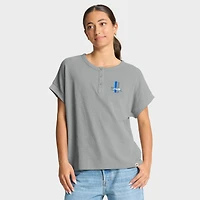 Women's Fanatics Heather Gray Detroit Lions Oversized Hometown Premium Henley Shirt