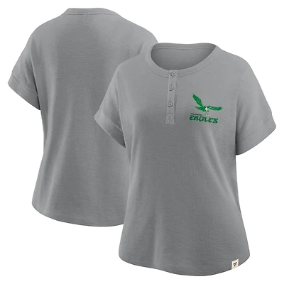 Women's Fanatics Heather Gray Philadelphia Eagles Oversized Hometown Premium Henley Shirt