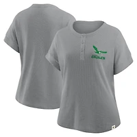 Women's Fanatics Heather Gray Philadelphia Eagles Oversized Hometown Premium Henley Shirt