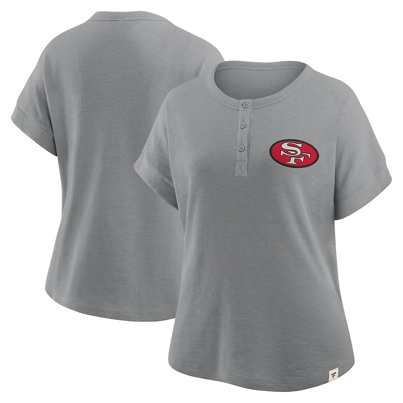 Women's Fanatics Heather Gray San Francisco 49ers Oversized Hometown Premium Henley Shirt