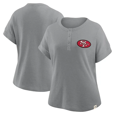Women's Fanatics Heather Gray San Francisco 49ers Oversized Hometown Premium Henley Shirt