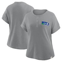 Women's Fanatics Heather Gray Seattle Seahawks Oversized Hometown Premium Henley Shirt
