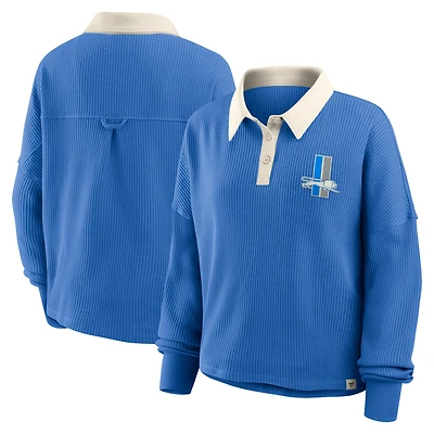 Women's Fanatics Blue Detroit Lions Oversized Hometown Premium Thermal Long Sleeve Shirt