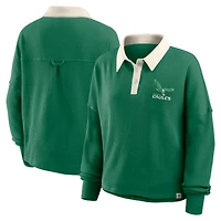 Women's Fanatics Kelly Green Philadelphia Eagles Oversized Hometown Premium Thermal Long Sleeve Shirt