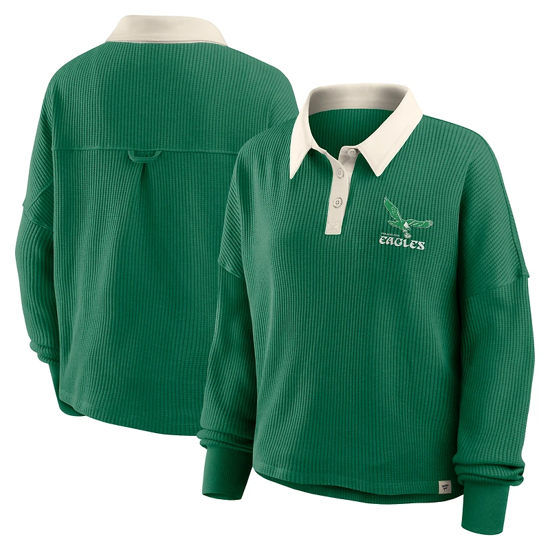 Women's Fanatics Kelly Green Philadelphia Eagles Oversized Hometown Premium Thermal Long Sleeve Shirt