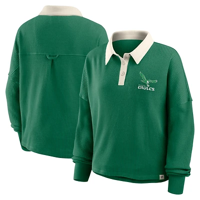 Women's Fanatics Kelly Green Philadelphia Eagles Oversized Hometown Premium Thermal Long Sleeve Shirt