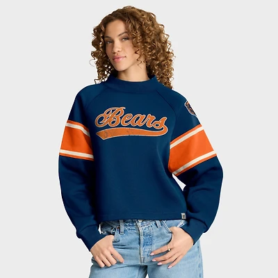 Women's Fanatics Navy Chicago Bears Oversized Hometown Toss Sweep Mock Neck Pullover