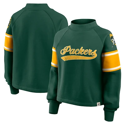 Women's Fanatics Green Bay Packers Oversized Hometown Toss Sweep Mock Neck Pullover