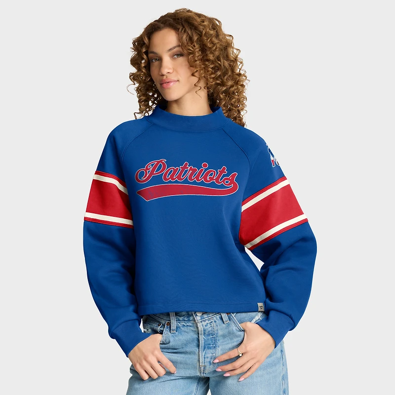Women's Fanatics Royal New England Patriots Oversized Hometown Toss Sweep Mock Neck Pullover