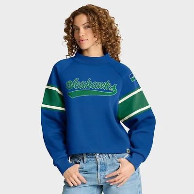 Women's Fanatics Royal Seattle Seahawks Oversized Hometown Toss Sweep Mock Neck Pullover