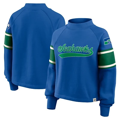 Women's Fanatics Royal Seattle Seahawks Oversized Hometown Toss Sweep Mock Neck Pullover