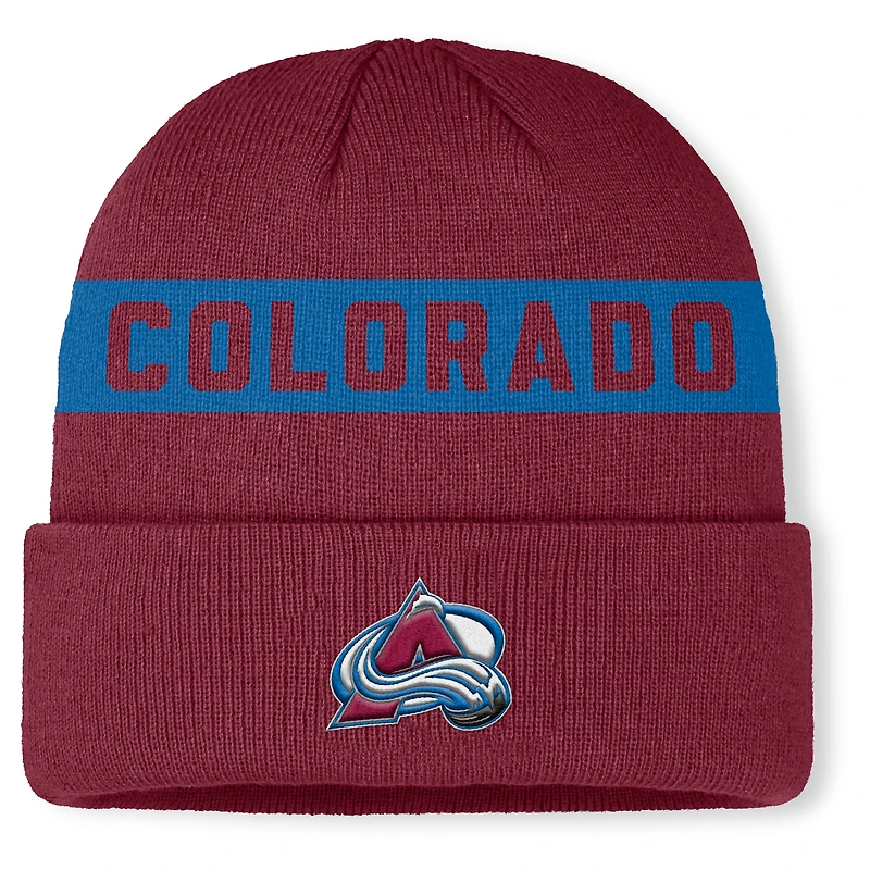 Men's Fanatics Burgundy Colorado Avalanche Authentic Pro Rink Cuffed Knit Hat