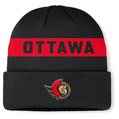 Men's Fanatics Black Ottawa Senators Authentic Pro Rink Cuffed Knit Hat