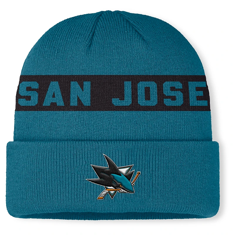 Men's Fanatics Teal San Jose Sharks Authentic Pro Rink Cuffed Knit Hat