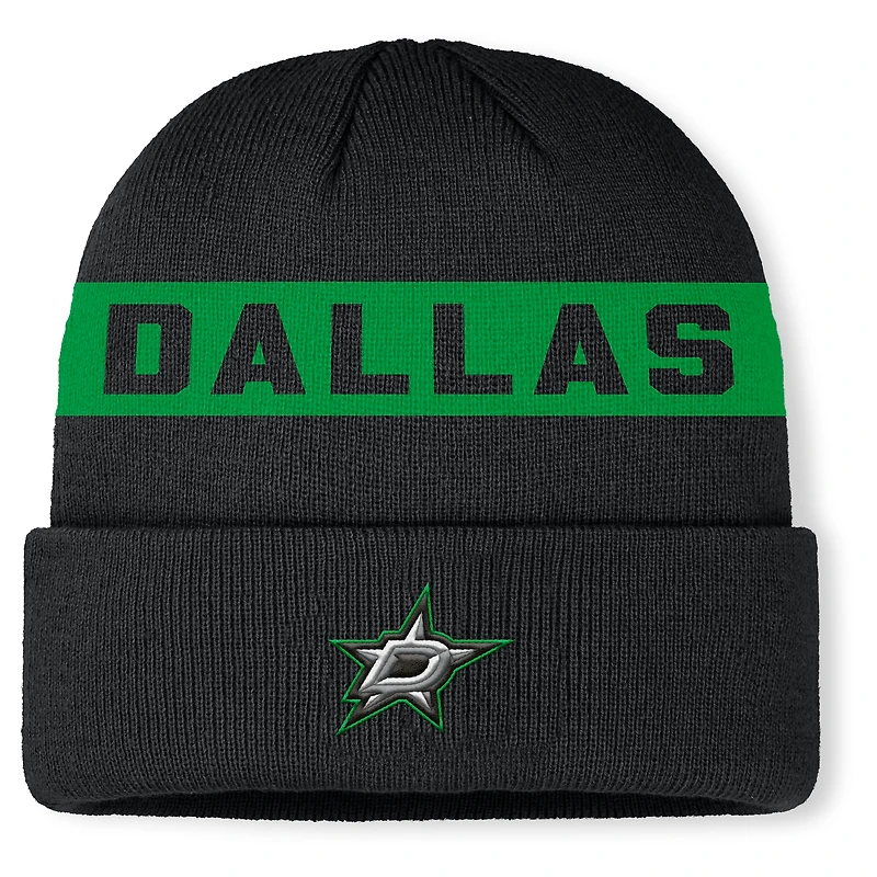 Men's Fanatics Black Dallas Stars Authentic Pro Rink Cuffed Knit Hat