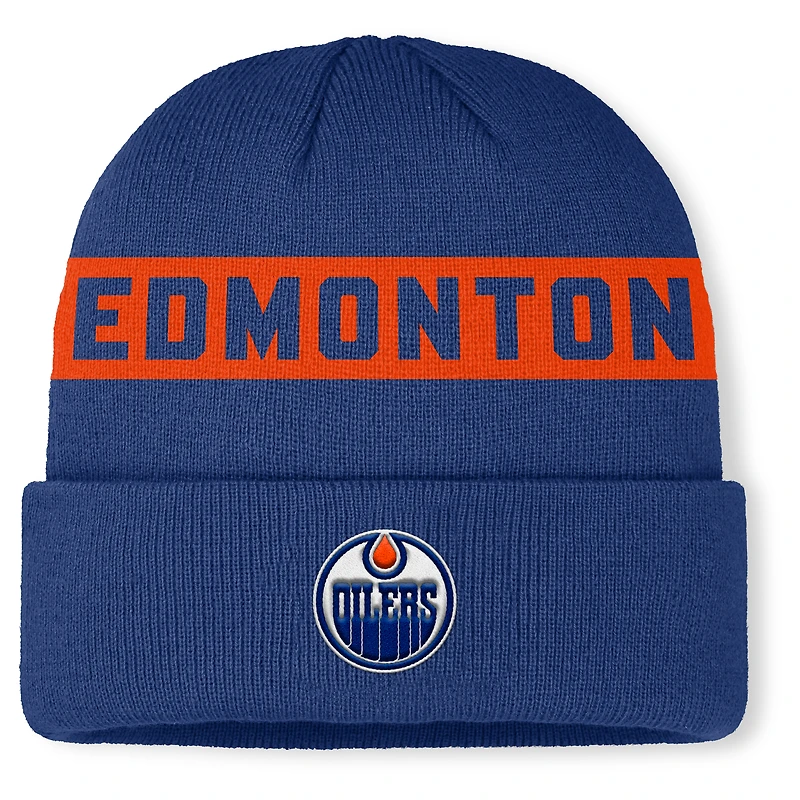 Men's Fanatics Royal Edmonton Oilers Authentic Pro Rink Cuffed Knit Hat