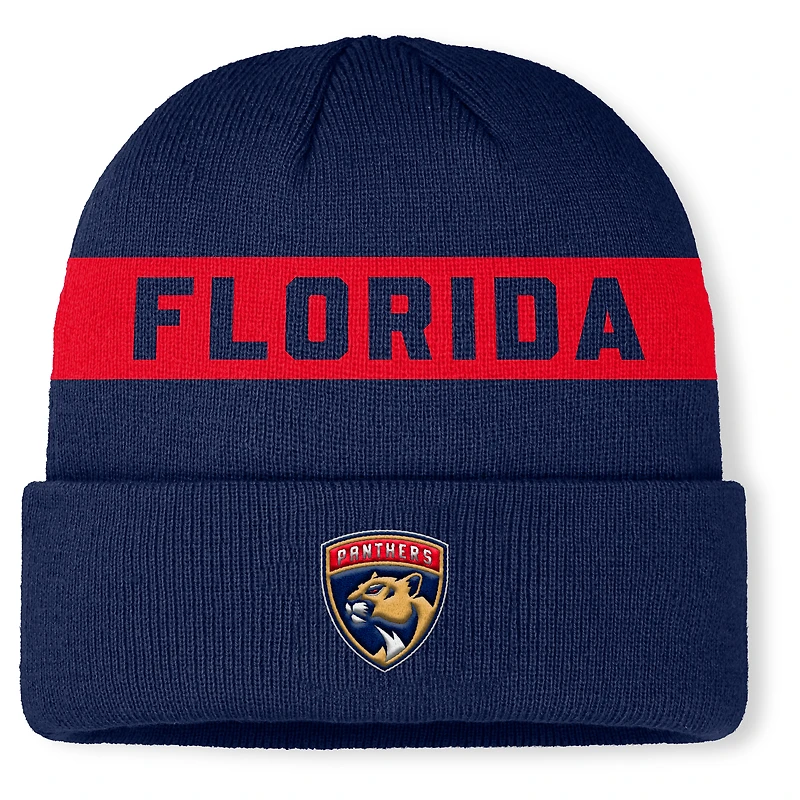 Men's Fanatics Navy Florida Panthers Authentic Pro Rink Cuffed Knit Hat