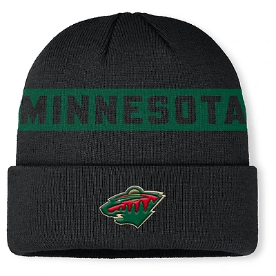 Men's Fanatics Black Minnesota Wild Authentic Pro Rink Cuffed Knit Hat