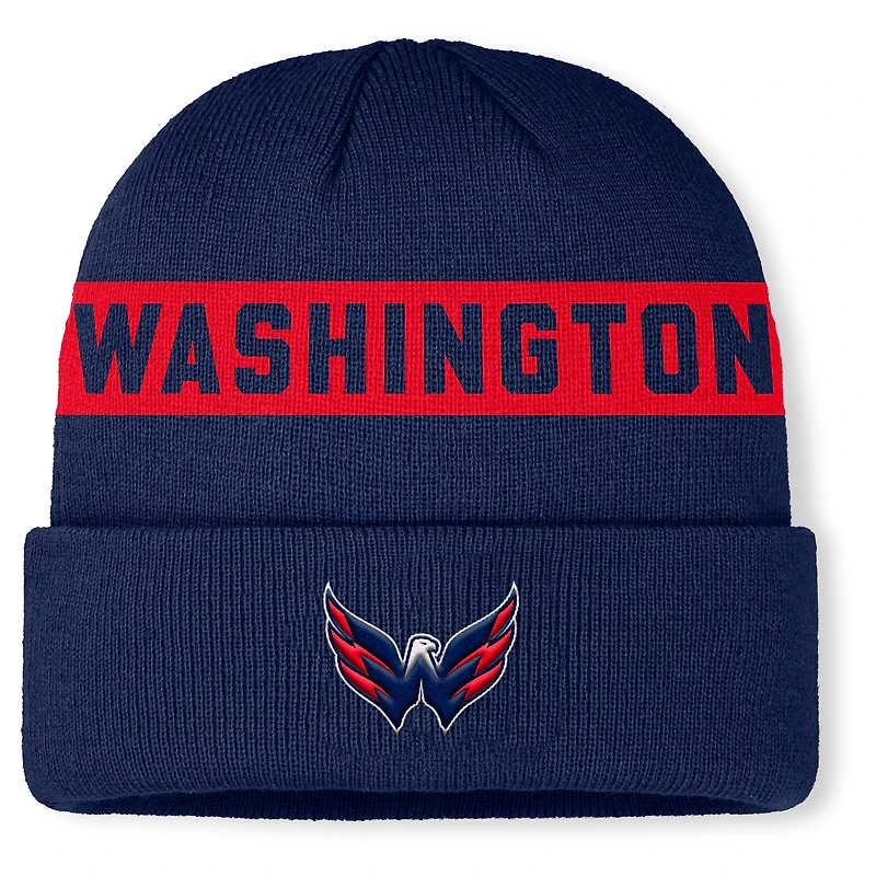 Men's Fanatics Navy Washington Capitals Authentic Pro Rink Cuffed Knit Hat