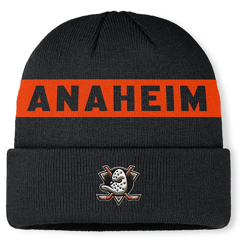 Men's Fanatics Black Anaheim Ducks Authentic Pro Rink Cuffed Knit Hat