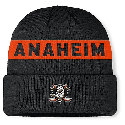 Men's Fanatics Black Anaheim Ducks Authentic Pro Rink Cuffed Knit Hat