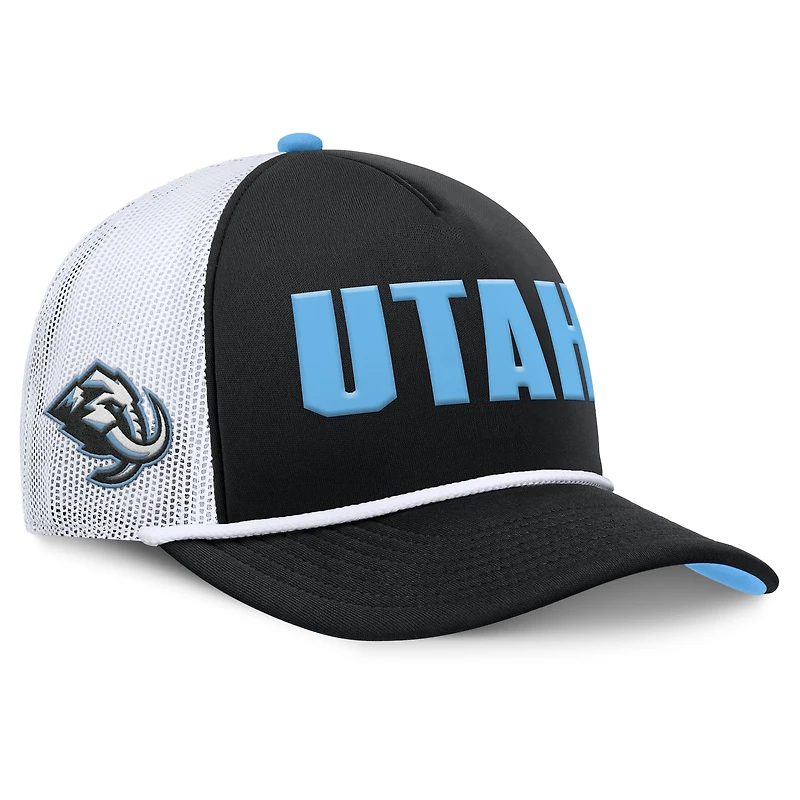 Men's Fanatics Black/White Utah Mammoth Authentic Pro Rink A-Frame Adjustable Hat