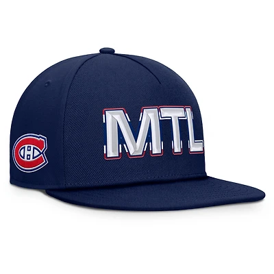 Men's Fanatics Navy Montreal Canadiens Authentic Pro Rink Team Code Snapback Hat