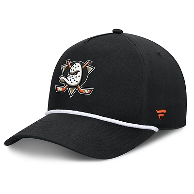 Men's Fanatics Black Anaheim Ducks Authentic Pro Rink Roper A-Frame Adjustable Hat